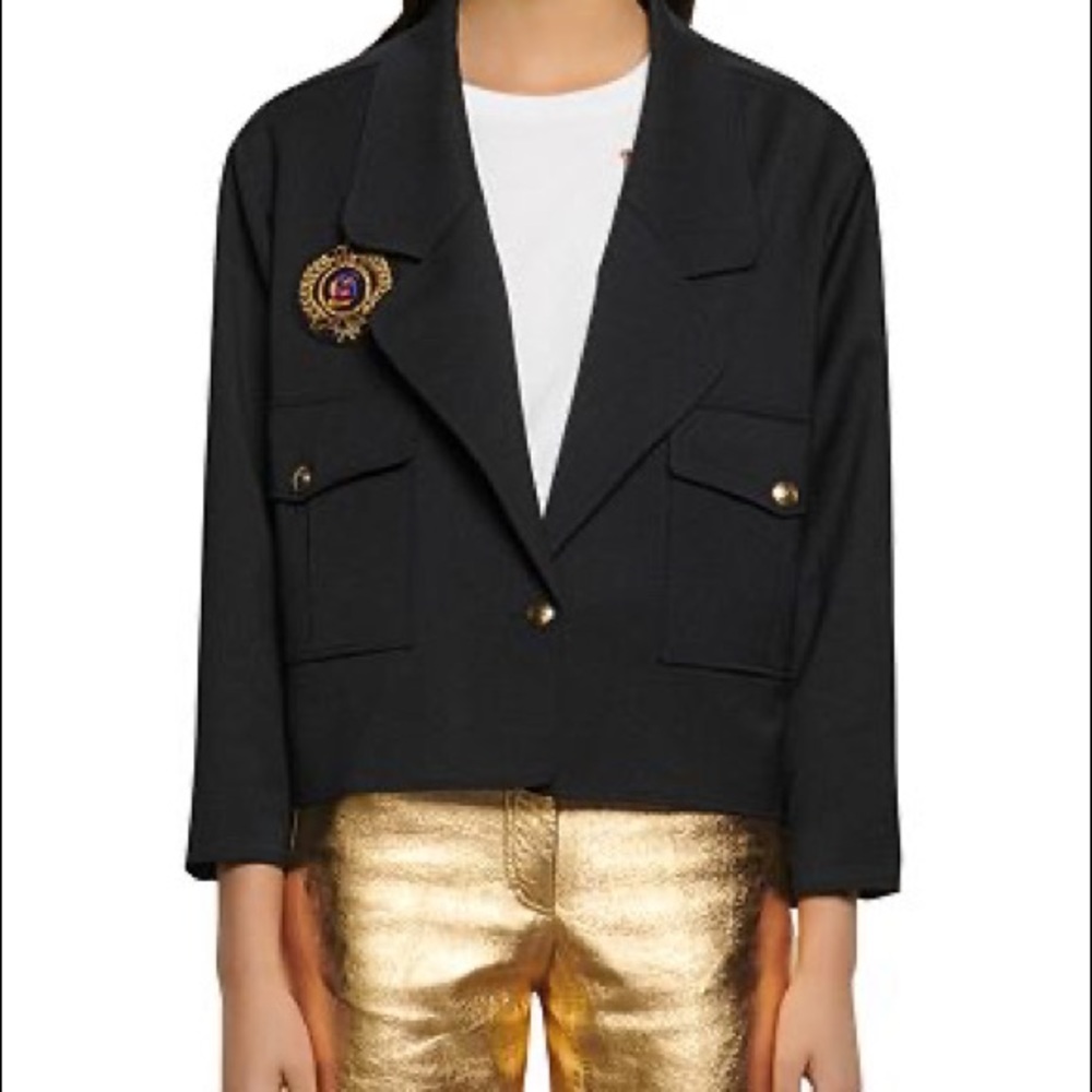 Sandro Boane Cropped Navy Jacket